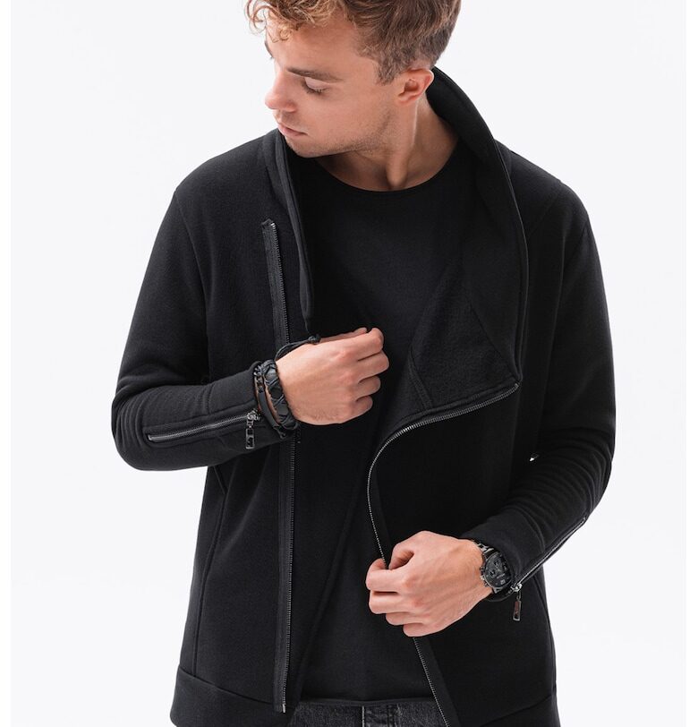 Суитшърт с поло и цип - Черен OMBRE