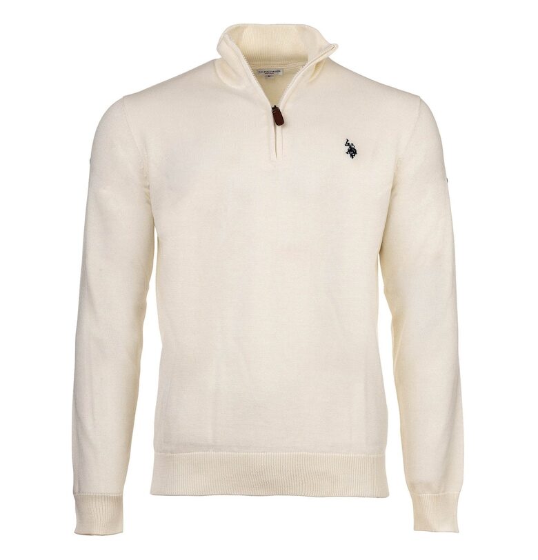 Суитшърт с права яка - Бял US Polo Assn