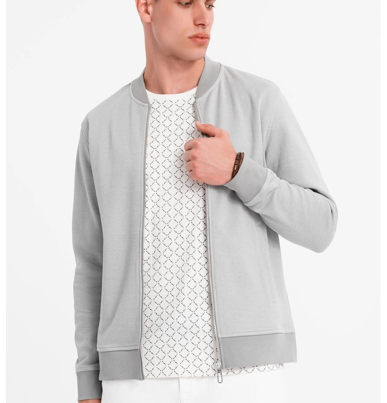 Суитшърт с цип - Пепеляво сиво OMBRE
