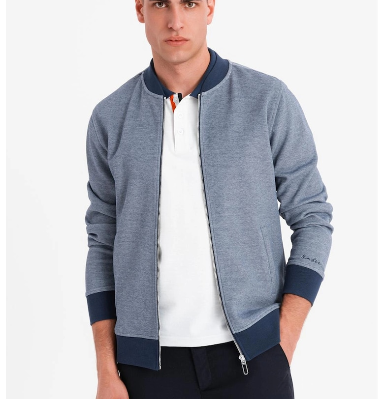 Суитшърт с цип - Прашно синьо OMBRE