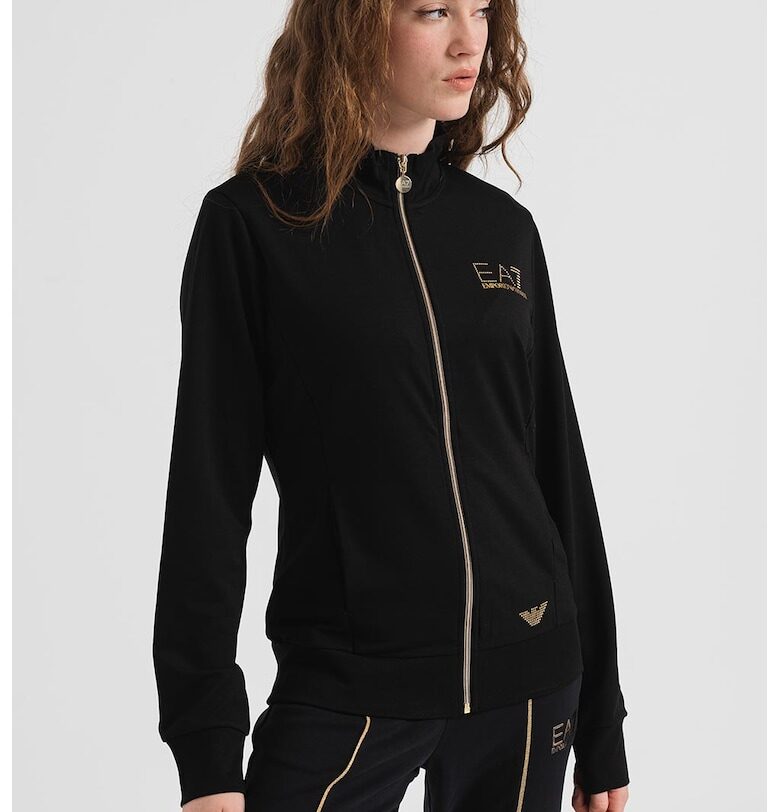 Суитшърт с цип и джобове - Черен EA7