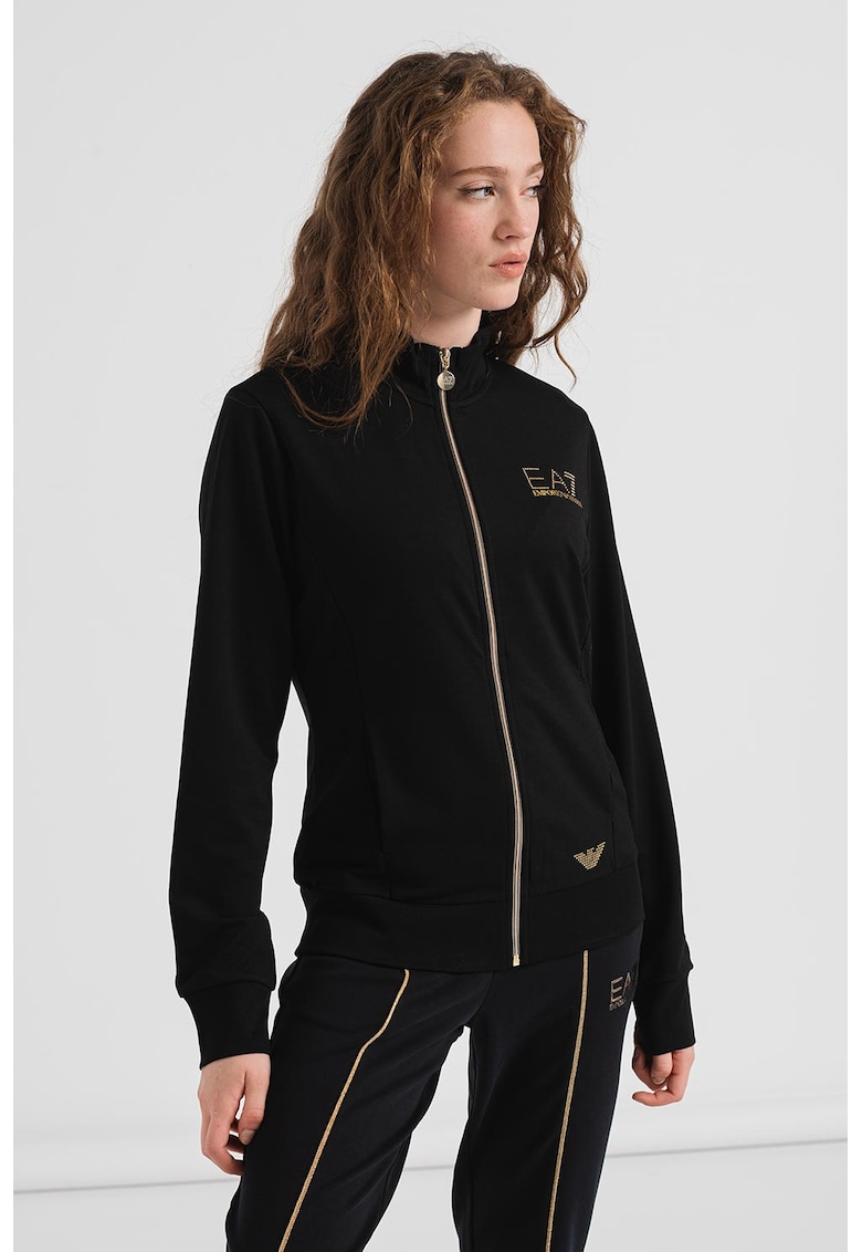 Суитшърт с цип и джобове - Черен EA7