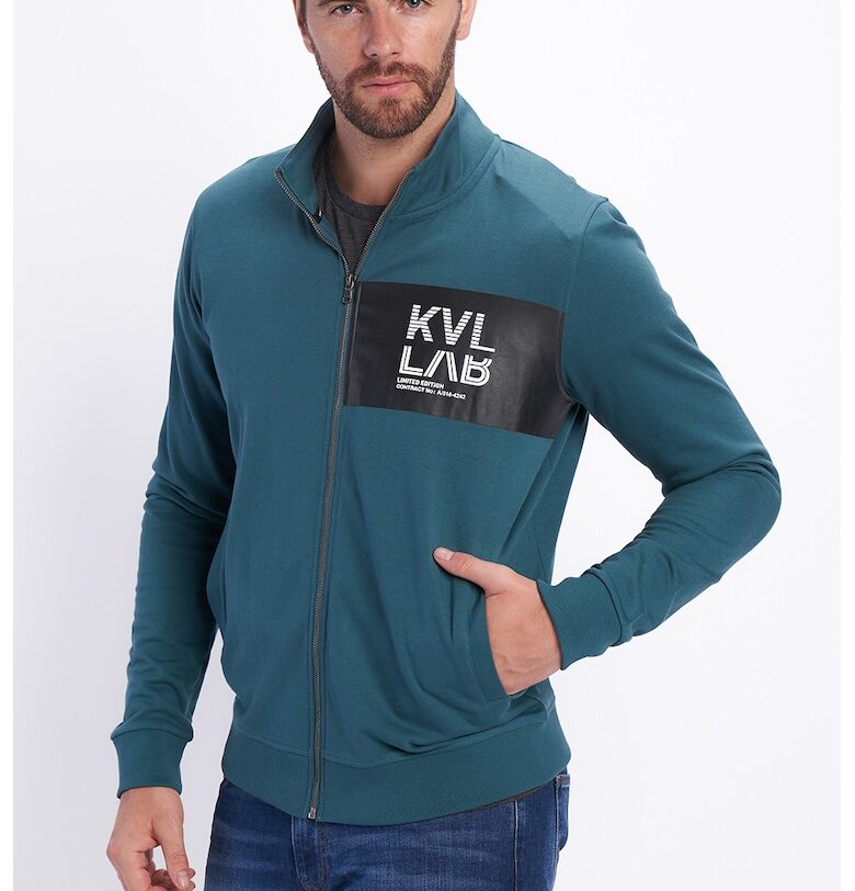 Суитшърт с цип и джобове встрани - Петролно синьо KVL by KENVELO