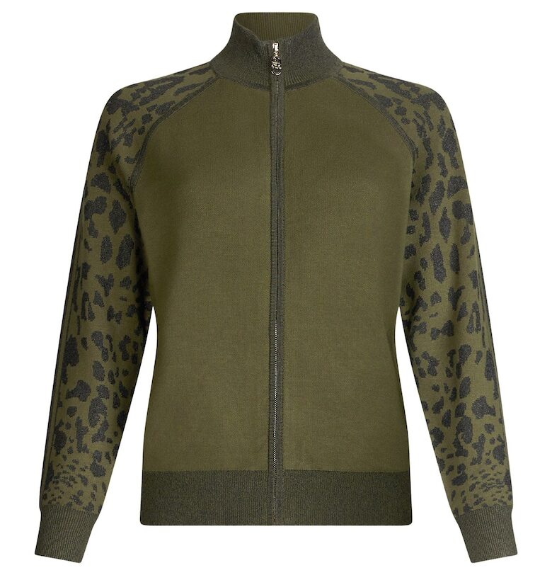 Суитшърт с цип и животинска шарка - Каки Liu Jo