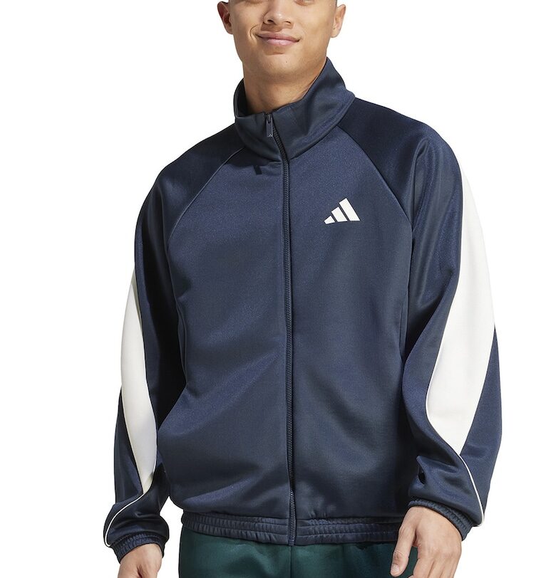 Суитшърт с цип и изправена яка Stadium - Бял/Въглен сиво adidas Sportswear