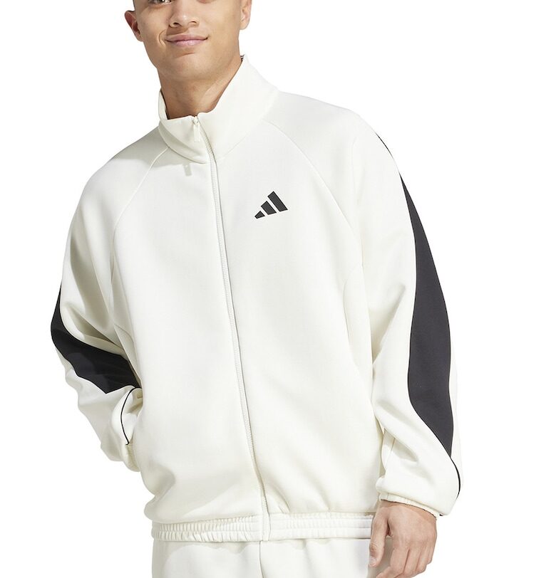 Суитшърт с цип и изправена яка Stadium - Черен/Бял adidas Sportswear