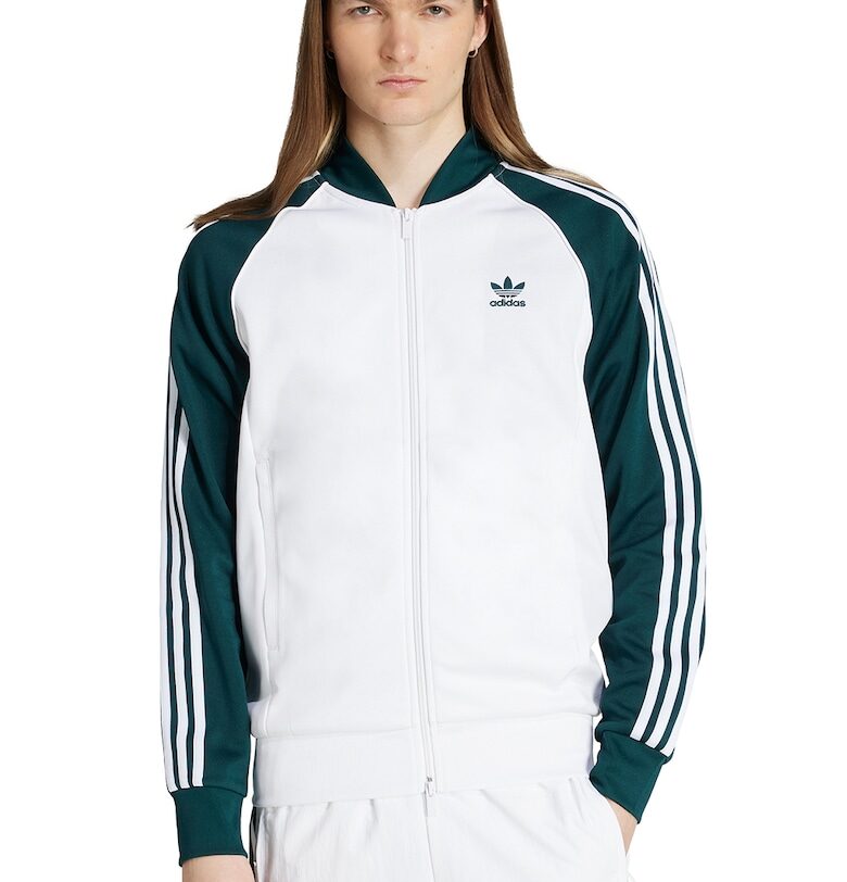 Суитшърт с цип и лого - Тъмнозелен/Бял adidas Originals