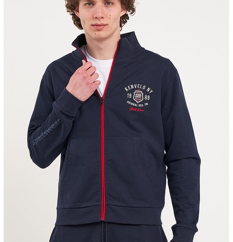 Суитшърт с цип и лого - Червен/Тъмносин KVL by KENVELO