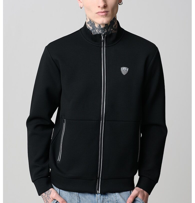 Суитшърт с цип и лого - Черен EA7