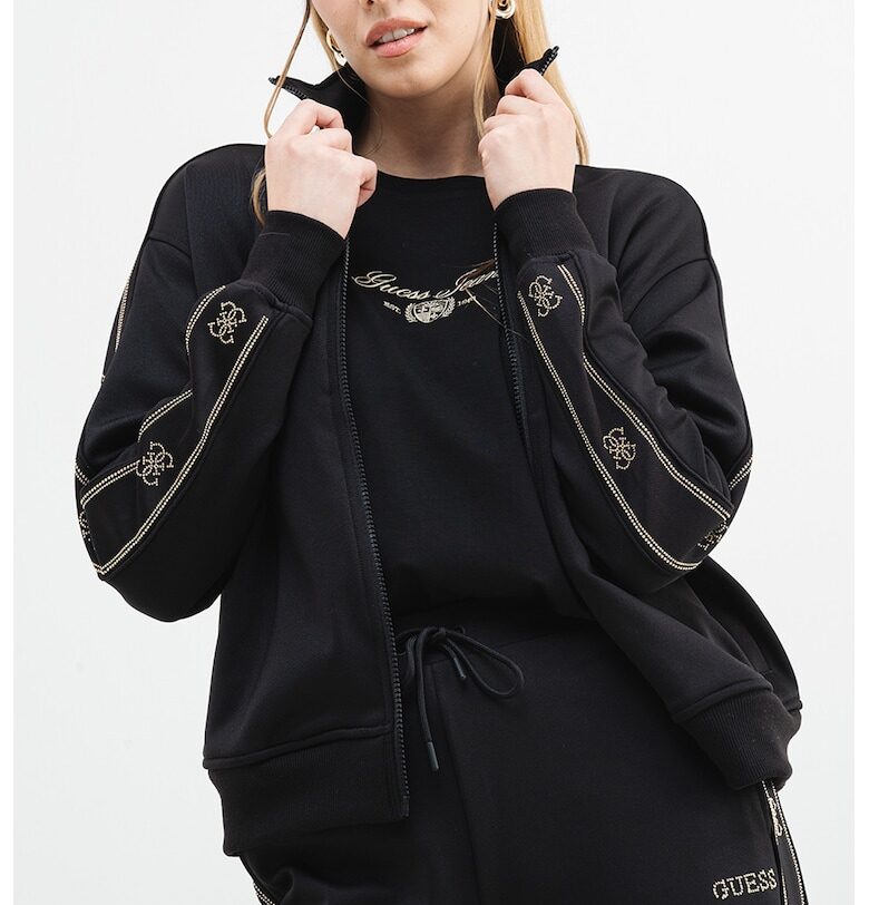 Суитшърт с цип и лого - Черен GUESS
