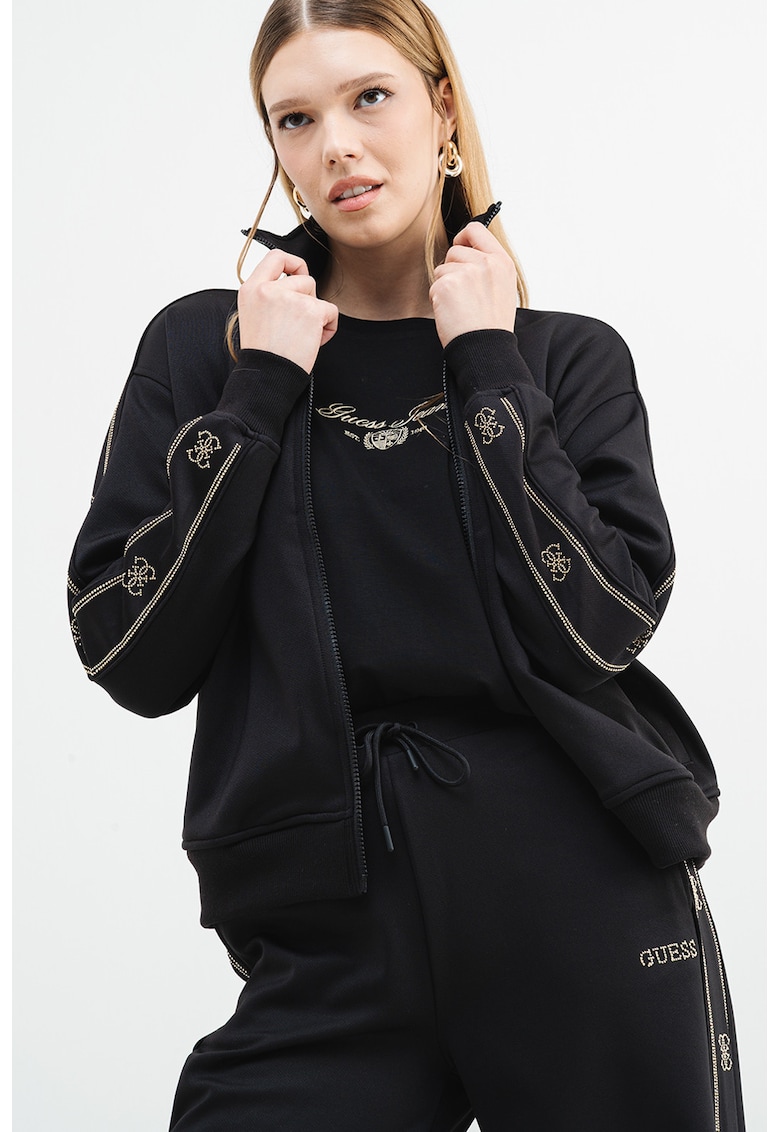 Суитшърт с цип и лого - Черен GUESS