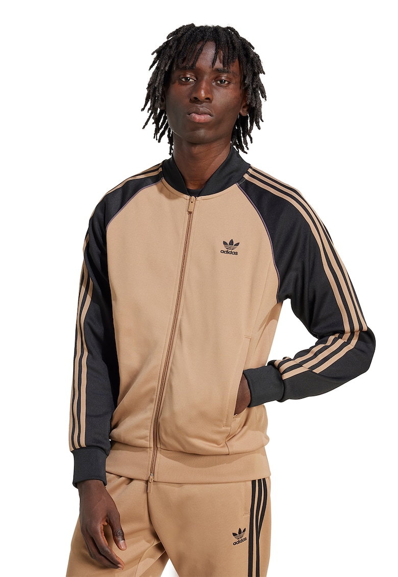 Суитшърт с цип и лого - Черен/Бежов adidas Originals