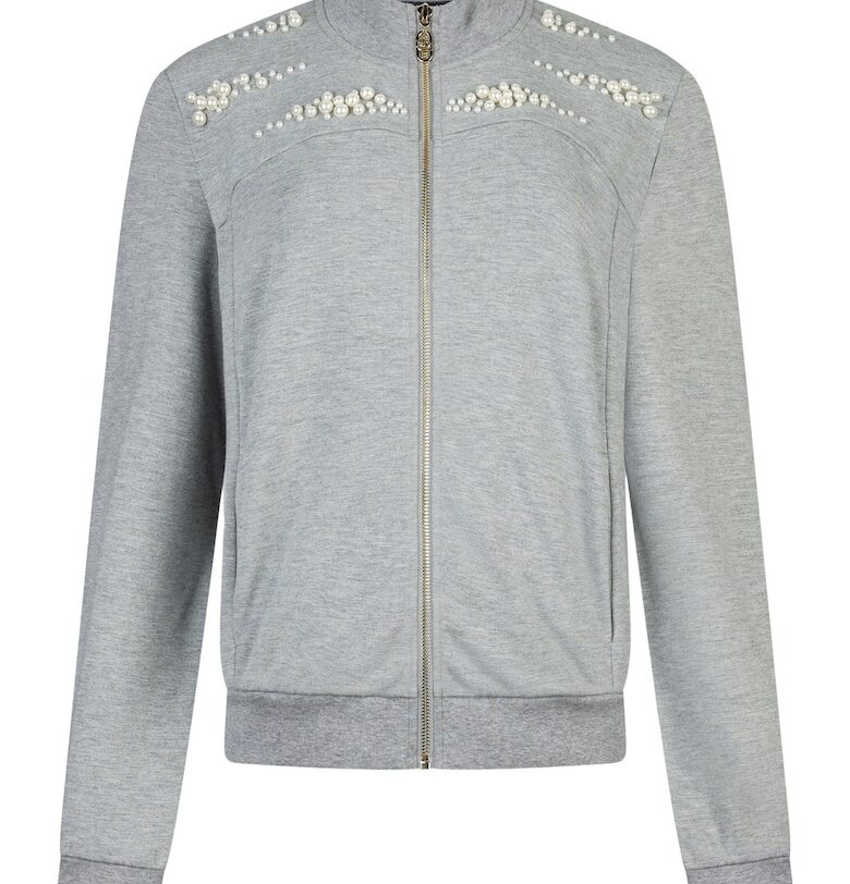 Суитшърт с цип и мъниста - Сив Liu Jo