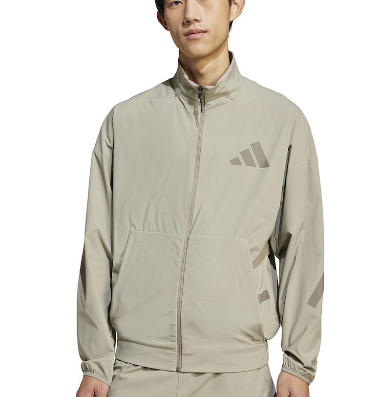 Суитшърт с цип и странични джобове - Сиво-бежов adidas Sportswear