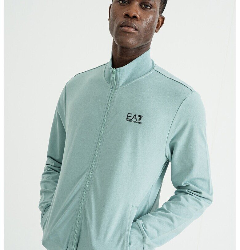 Суитшърт с цип с висока яка - Аквамарин синьо EA7