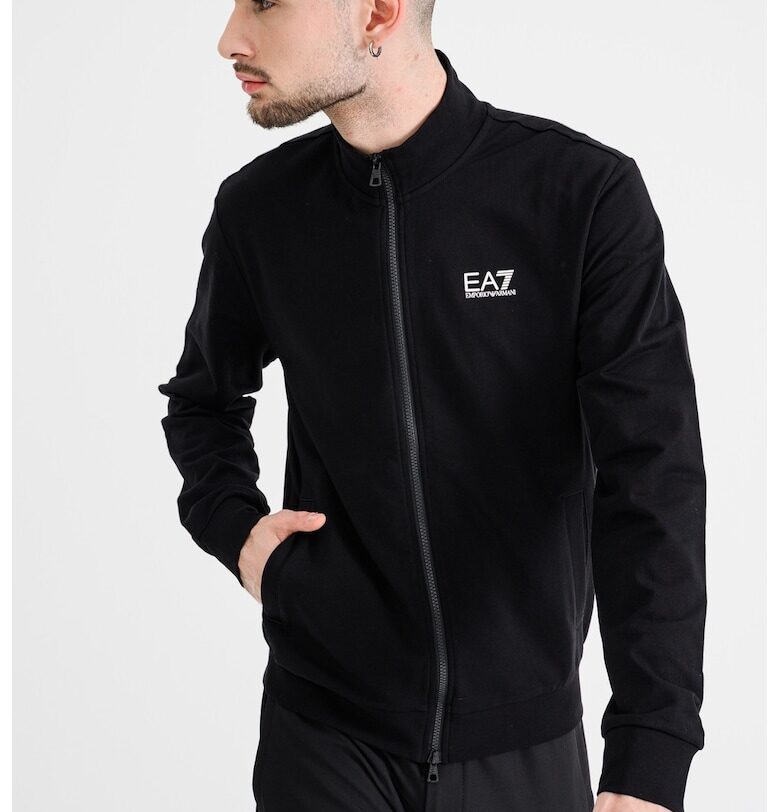 Суитшърт с цип с висока яка - Черен/Шафраново жълто EA7