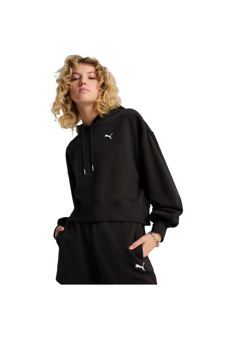 Суичър с качулка Wardrobe Ess Relaxed Cropped Hoodie Tr - Черен Puma