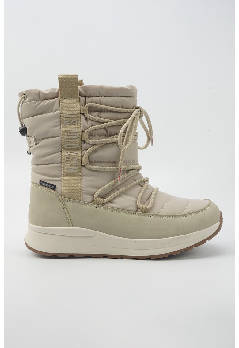 Текстилни боти с връзки - Бежов US Polo Assn