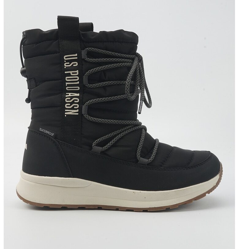 Текстилни боти с връзки - Слонова кост/Черен US Polo Assn