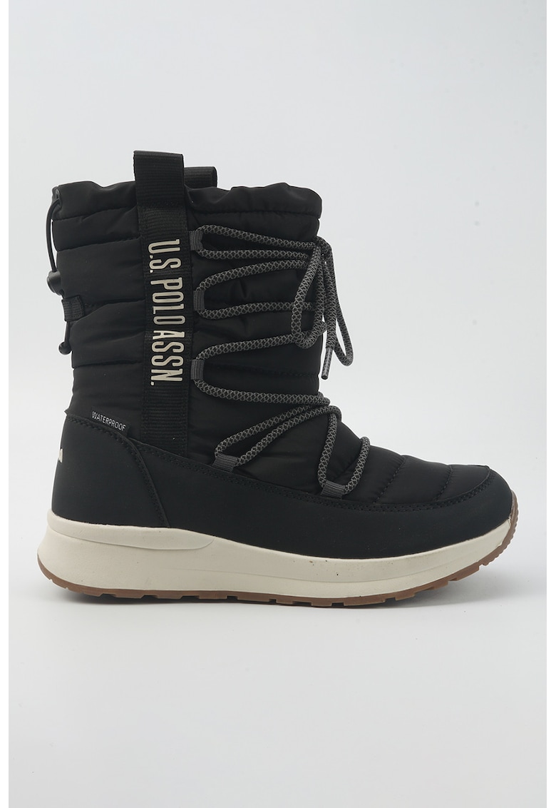 Текстилни боти с връзки - Слонова кост/Черен US Polo Assn