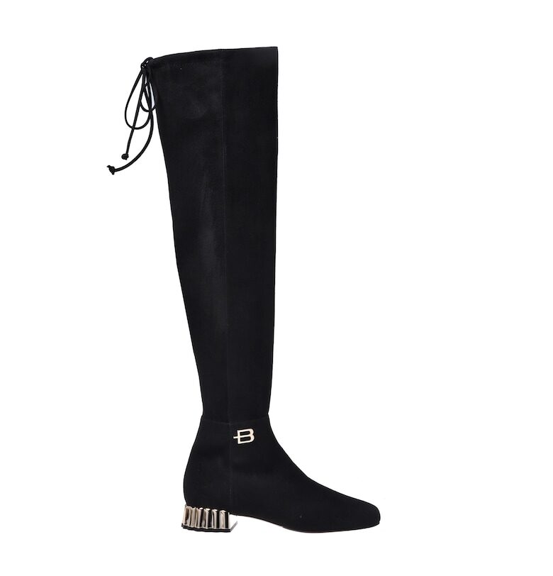 Текстилни ботуши над коляното - Черен Baldinini