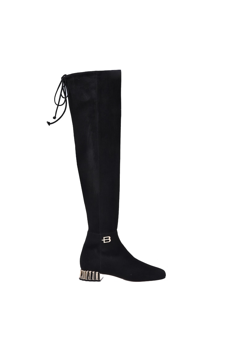 Текстилни ботуши над коляното - Черен Baldinini