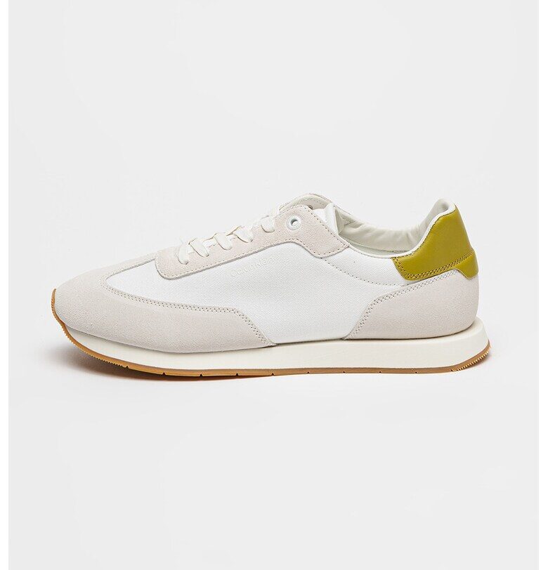 Текстилни маратонки с велур - Бял CALVIN KLEIN