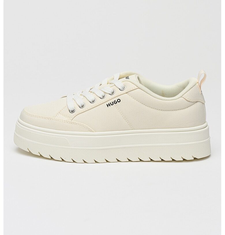 Текстилни спортни обувки Lyssa с равна платформа - Бял HUGO