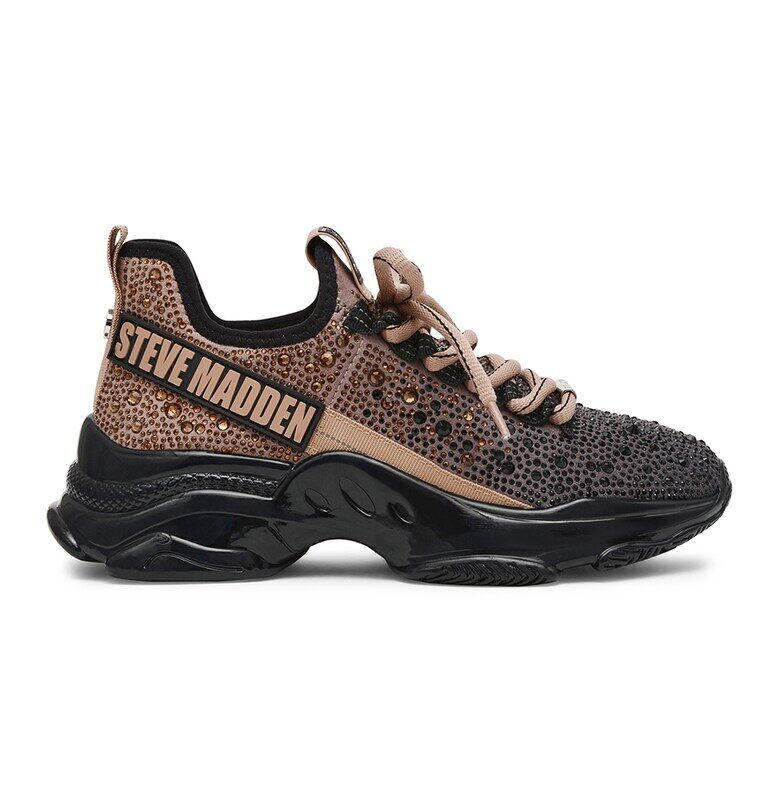 Текстилни спортни обувки Mistica с декоративни камъни - Черен/Бежов Steve Madden