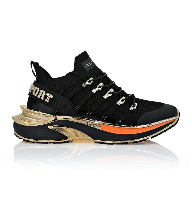 Текстилни спортни обувки Runner Chrome Surfer - Златист/Черен/Мандарина Plein Sport