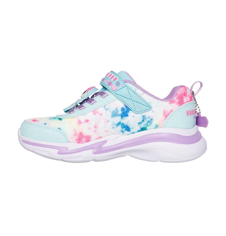 Текстилни спортни обувки Snuggle Sneaks с бляскав ефект - Бял/Розово/Светлосин Skechers