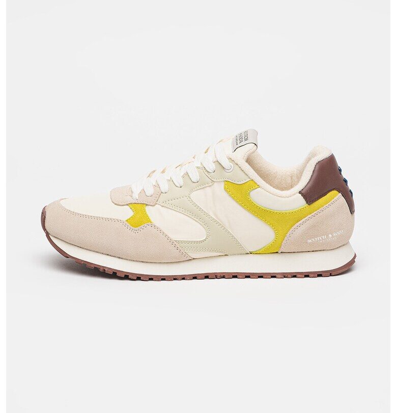 Текстилни спортни обувки с велур - Мръснобял/Лайм зелено Scotch  Soda