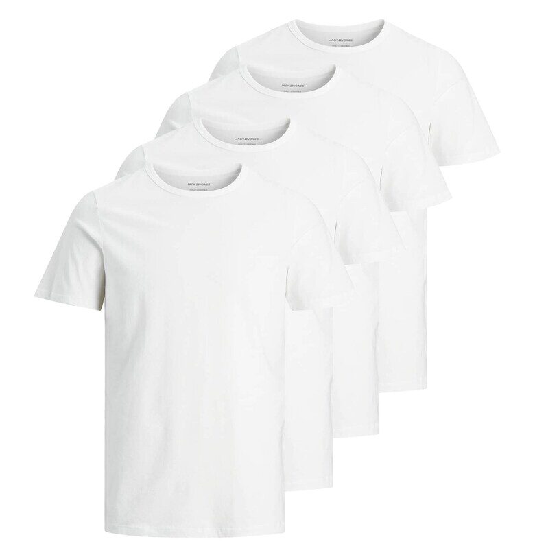 Тениска Basic с овално деколте - 4 броя - Бял Jack  Jones