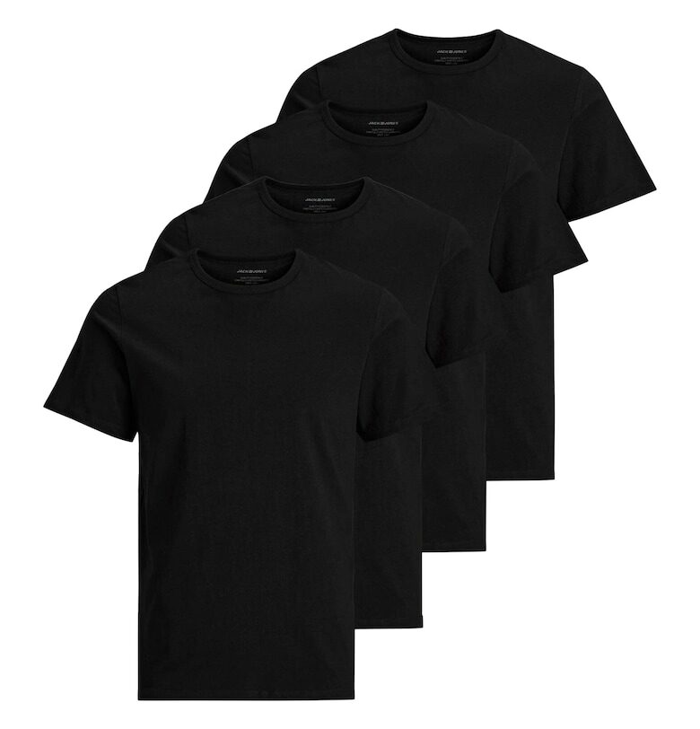 Тениска Basic с овално деколте - 4 броя - Черен Jack  Jones