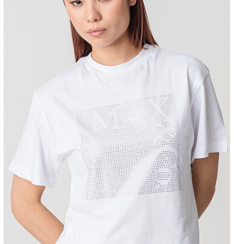 Тениска Cesta с декоративни камъни - Бял/Сребрист MaxCo