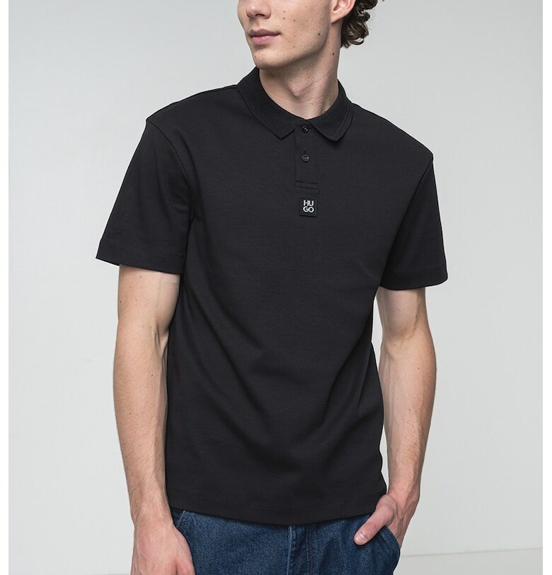 Тениска Deabono с яка - Избеляло черно HUGO