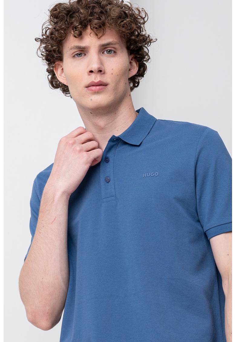 Тениска Donos от памучно пике с яка HUGO