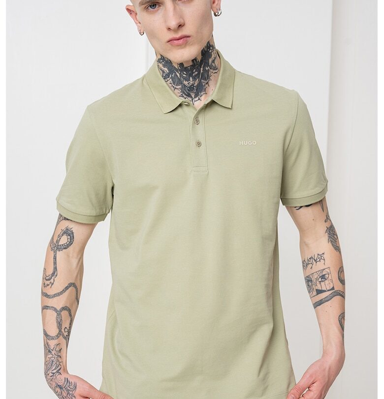 Тениска Donos от памучно пике с яка HUGO