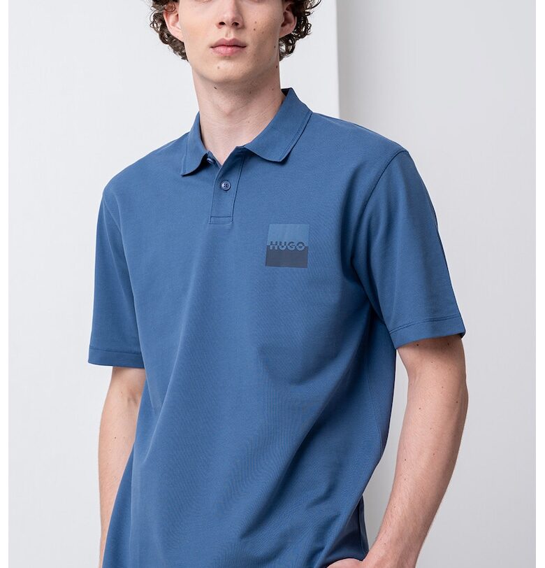 Тениска Dusplity с яка и лого - Лавандула HUGO