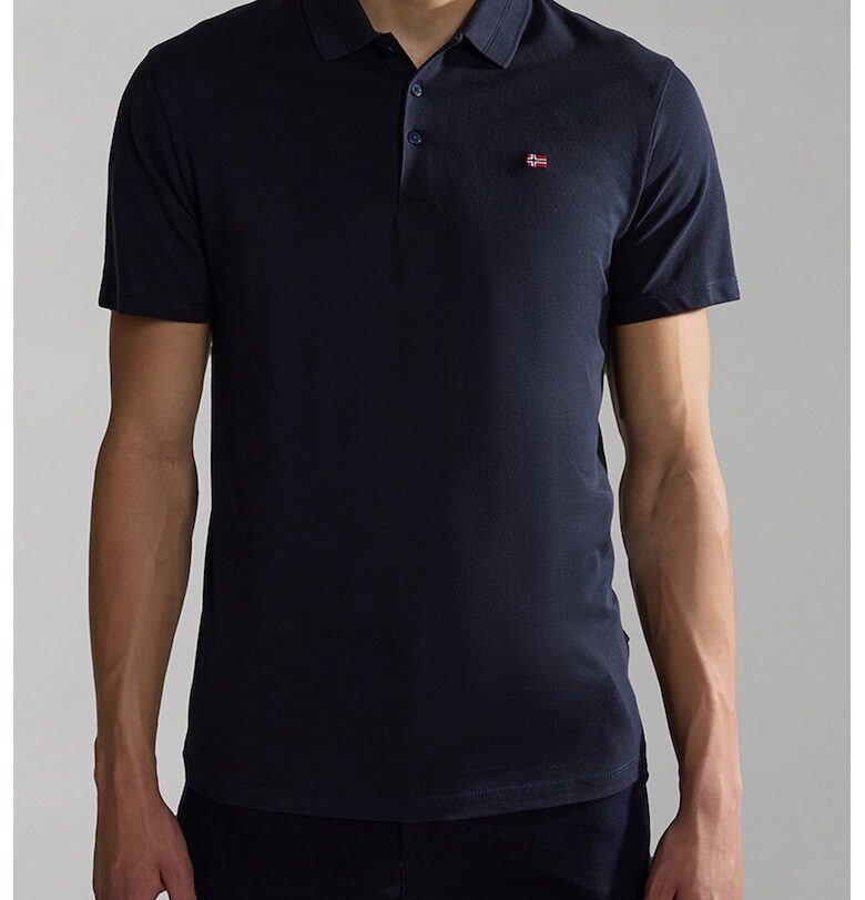 Тениска Ealis с яка и стандартна кройка - Тъмносин Napapijri