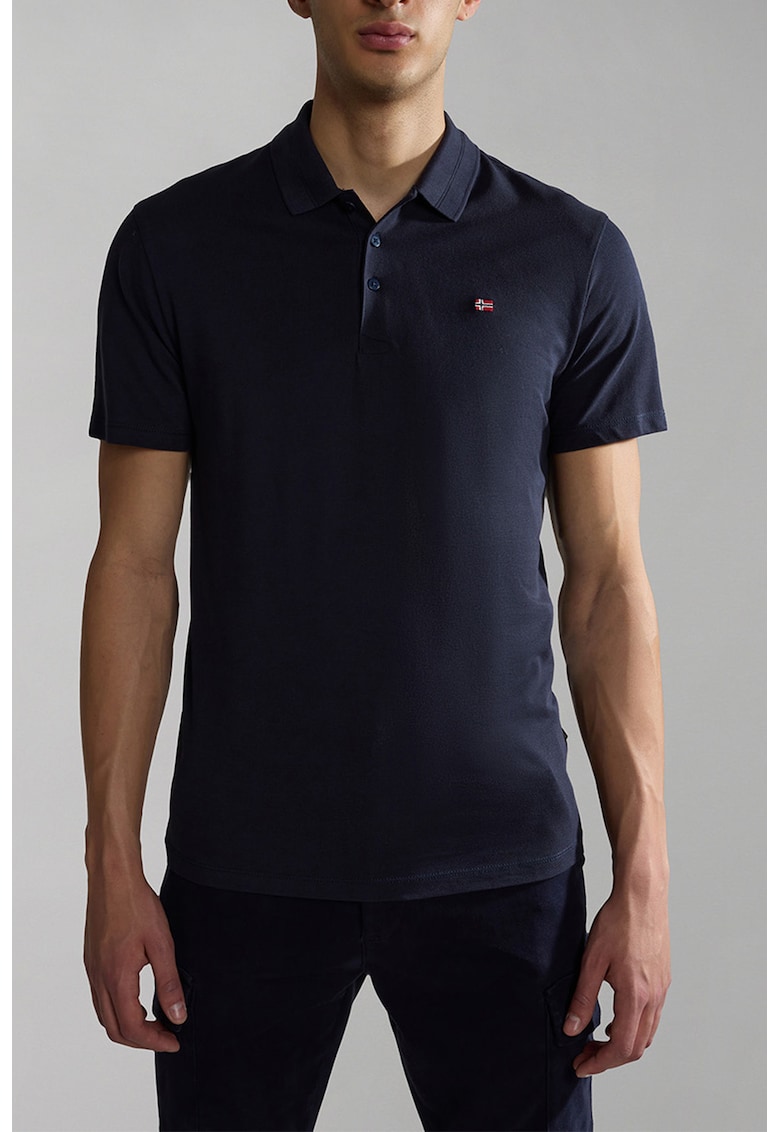 Тениска Ealis с яка и стандартна кройка - Тъмносин Napapijri