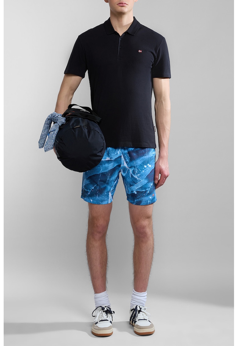 Тениска Ealis с яка и стандартна кройка - Черен Napapijri