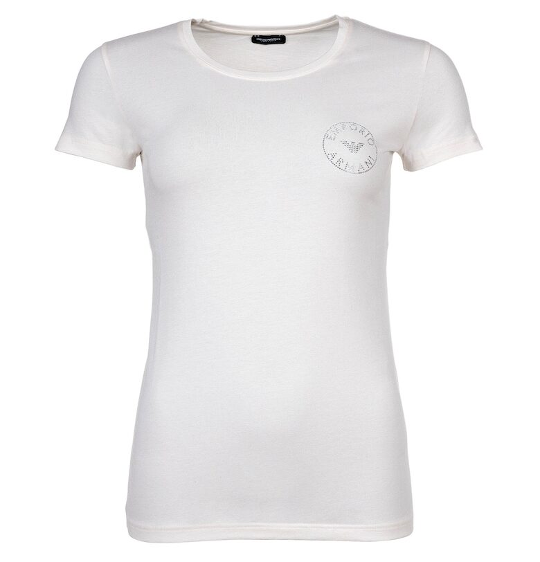 Тениска Essential с декоративни камъни - Крем Emporio Armani