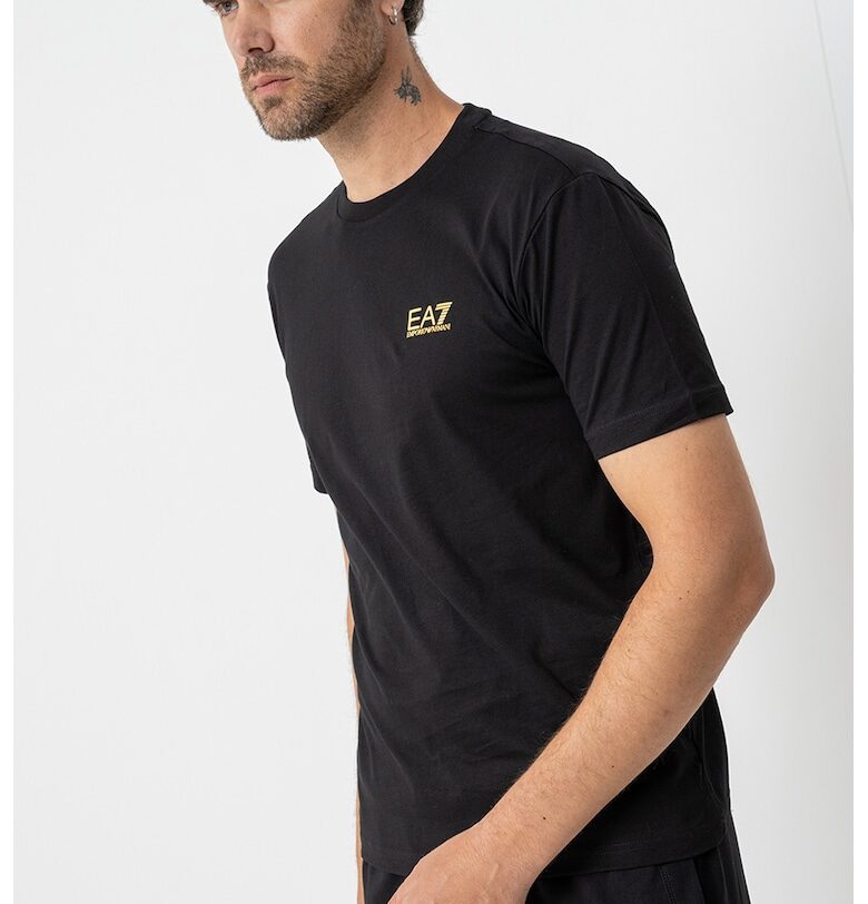 Тениска Girocollo с изчистен десен - Златист/Черен EA7