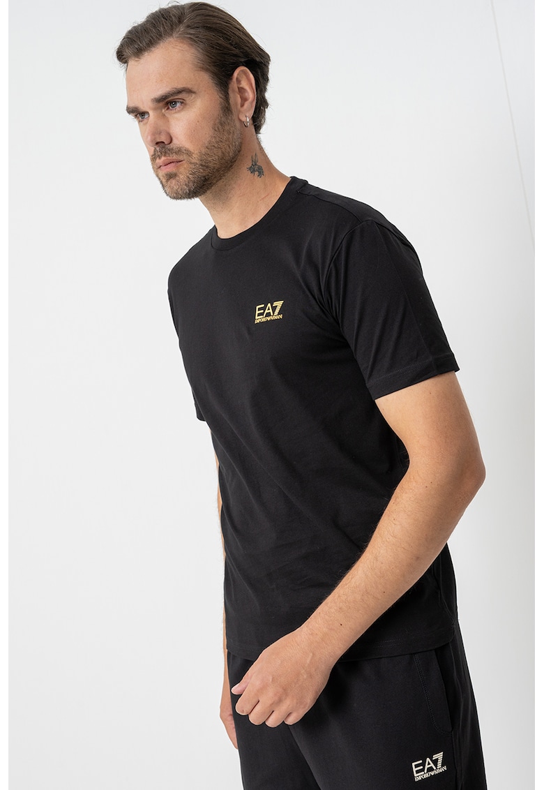 Тениска Girocollo с изчистен десен - Златист/Черен EA7