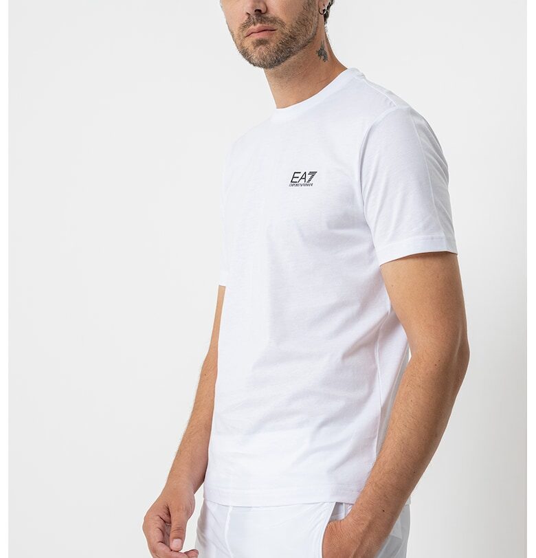 Тениска Girocollo с изчистен десен - Черен/Бял EA7