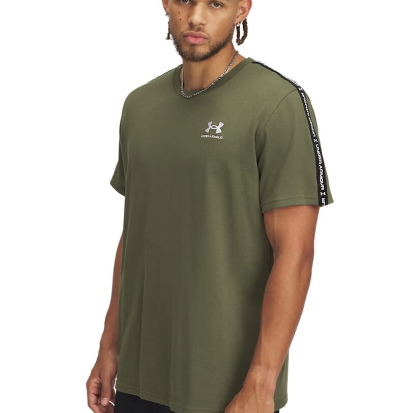 Тениска Icon с памук с лого - Маслинено зелено Under Armour