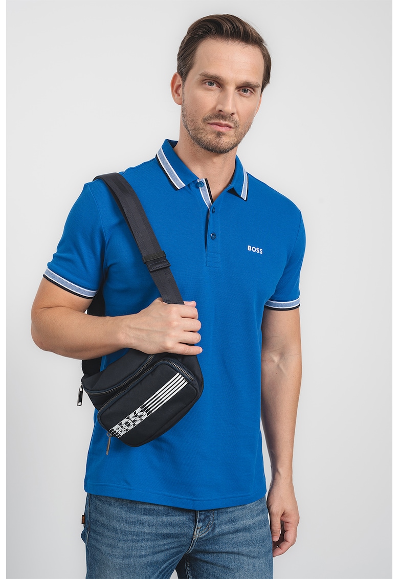 Тениска Paddy от памучно пике с яка - Кралско Синьо BOSS