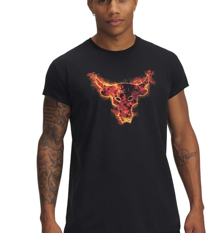 Тениска Project Rock с фигурален принт - Черен/Оранжев Under Armour