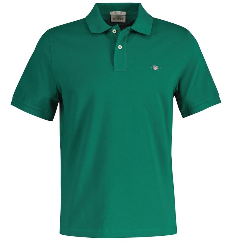 Тениска Shield от памучно пике с яка - Бледозелен Gant